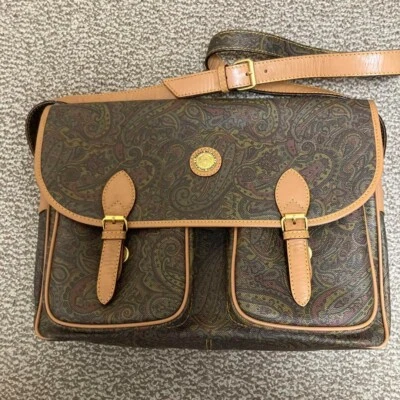 Pierre Balmain Paisley Mensajero Bolso de Hombro Cartera en BR Dorado Herrajes USADO Como Nuevo Foto 1 de 4