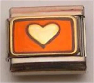 CIONDOLO ITALIANO CUORE ORO E SMALTO ROSSO PER BRACCIALI FAI DA TE 9MM RARO AMORE - Foto 1 di 2