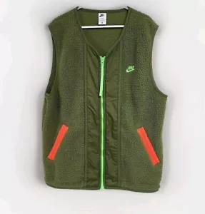 Nike Sportswear Essentials High Pile Fleece Vest Full-Zip Green Men's Size L - Picture 1 of 9