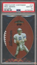 1998 PLAYOFF CONTENDERS TROY AIKMAN LEATHER #18 PSA 10 POP 7 (208)