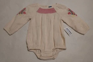 NWT Old Navy Flower Embroidered Bubble Romper One Piece 3-6 Months Baby Girl - Picture 1 of 1