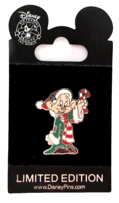 DISNEYLAND HAPPY HOLIDAYS 2008 DOPEY PIN - HOLDING A CANDY CANE- LE 750- PP66480 - Image 1 of 2