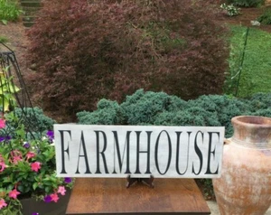 "Farmhouse" - Large Rustic Wood Sign -Weathered 29 3/4" x 9 1/4" - Picture 1 of 3