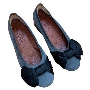 Hispanitas Womens Calani Gray Suede Pumps Comfort Satin Bow Low Heel 35 / 5 - Picture 1 of 11
