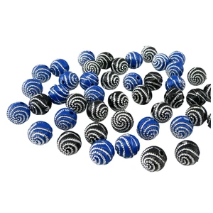 100PCS X 10MM BLACK/BLUE SILVER SWIRL ACRYLIC ROUND BEADS FOR JEWELLERY MAKING - Picture 1 of 2