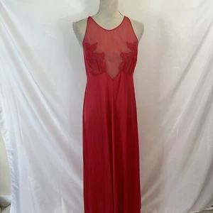 Vintage Vanity Fair Nachthemd Größe 36 Damen rot transparent fließend Nylon  - Bild 1 von 8