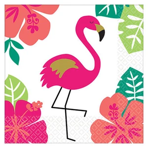 amscan Aloha Flamingo Luau Party 2-PLY Paper 10in Beverage Napkins, 16 CT - Picture 1 of 1