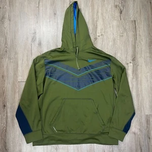 Nike Men's Therma-Fit Hoodie Green Blue XL Pullover Active Sweatshirt - Picture 1 of 7