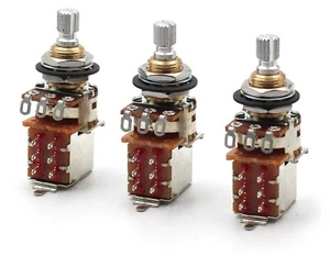 3x Bourns 250K Pot 3/8” Short Split Shaft Audio Taper Push/Pull DPDT - Picture 1 of 7