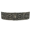 Ornate Art Nouveau Silverplate Belt Front with Etching, Swirls and Bow c.1900