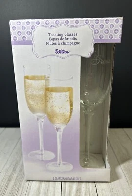 Wilton Novia y Novio Boda Tostado Champán Flautas Copas - Juego de 2 Foto 1 de 4