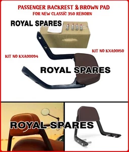 "PASSENGER BACKREST MOUNT & BROWN PAD" Fit For Royal Enfield New Classic 350 - Picture 1 of 10