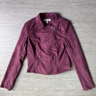 Chaqueta De Colección Charlotte Russe Imitación Gamuza Moto Cremallera Púrpura Forrada Para Mujer XS Foto 1 de 4