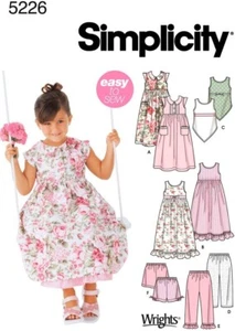 Simplicity 5226 Girls Slip Dress Dress pants shorts top sewing Pattern Sz 3-8 - Picture 1 of 4
