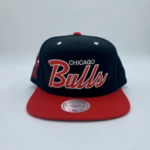 DS 2012 Chicago Bulls Script Mitchell & Ness HWC Black Dome 2-Tone Snapback Hat - Picture 1 of 9