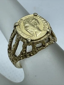 VINTAGE HANDMADE Solid 14K Yellow Gold MAXIMILIANO IMPERADOR SIGNET PINKY Ring - Picture 1 of 24