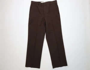 Vtg 70s Streetwear Mens 32x30 Faded Knit Flared Wide Leg Chino Pants Brown USA - Picture 1 of 11
