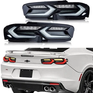 C8 Style Smoked LED Tail Lights For 2019-2022 Chevy Camaro w/Sequential Signals - Picture 1 of 12