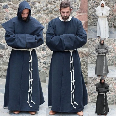 Medieval Men Renaissance Priest Monk Robe Costume Party Shawl Halloween Cosplay - Image 1 of 4