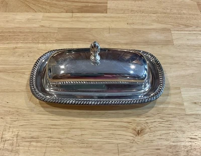 Plato de plata Am Rogers 887 3 piezas plato de mantequilla bandeja de vidrio vintage  Foto 1 de 4