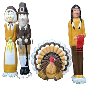 Vintage 1990 Thanksgiving Blasformen - Pilger Mann & Frau, Indianer und Türkei - Bild 1 von 1