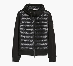 NEW Moncler Hooded Mixed Media Puffer Jacket Black Size L #DC417 - Picture 1 of 14