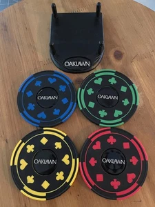Oaklawn Racing Colored Drink Coasters Set of 4 Black Yellow Green Red Blue - Picture 1 of 13