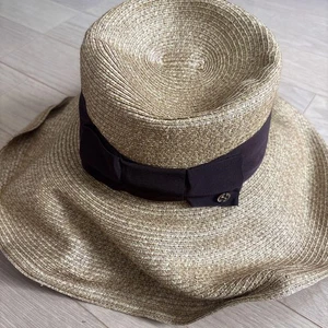 "GUCCI Stroh Fedora Hut M braun Ripsband GG Logo Made in Italy":JP - Bild 1 von 4