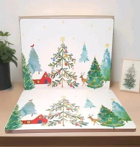 Pottery Barn S/4 Christmas in the Country Hardmats 16" NIB Placemats Holiday - Picture 1 of 5