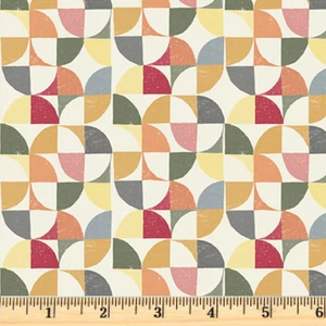 Chicken Scratch Ecru Retro Geo Cotton Fabric Sale 5725 LMU Fabric by half yd - Picture 1 of 2