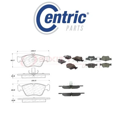 Centric Semi Metallic Brake Pads w Shim for 1999-2000 Mercedes-Benz C230 hh Foto 1 de 4