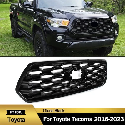 Front Bumper Grille Gloss Black Mesh Grill For 2016-2023 Toyota Tacoma TRD Style Foto 1 de 4