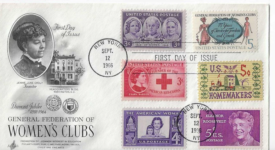 ArtCraft # 1316 Women's Clubs, 6-stamp combo - Image 1 of 1