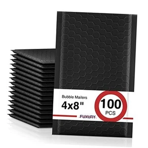 Pack de 100 enveloppes rembourrées imperméables 4x8" Bubble Mailers 4x8" 100 pièces noir - Photo 1/7