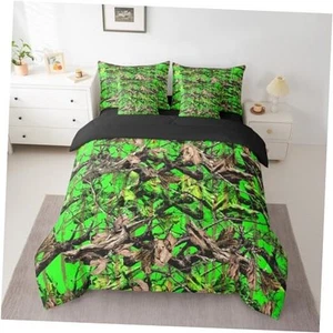 Tree Branches 7 Pieces Bedding Set, for Kids Wild Twin Jade Green Brown - Picture 1 of 7