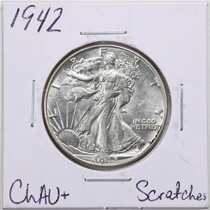 1942 50C Walking Liberty Half Dollar with Choice AU+ Detail Scratches #5126 - Picture 1 of 2