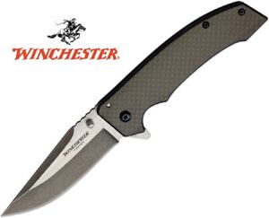 Winchester Assisted Opening Frame Lock Pocket Knife - Carbon Fiber Handle - EDC