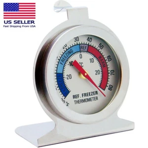 Refrigerator Freezer Thermometer Fridge DIAL Type Stainless Steel Hanging Stand - Picture 1 of 2