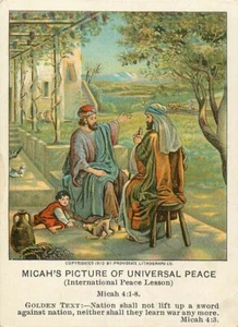 Christian Picture Lessons Card Micah's Picture of Universal Peace 1911 - Picture 1 of 2