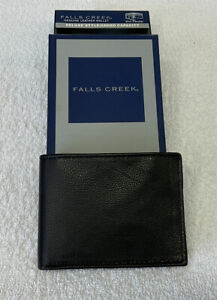 Men's Falls Creek Leather Trifold Wallet in Black NEW  Lining - 100% Polyester.