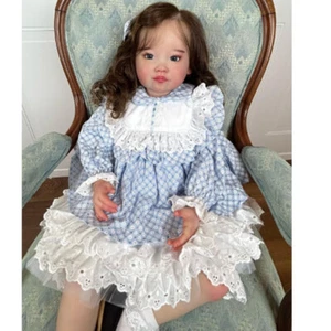 Muñeca bebé renacida realista hecha a mano de 30 pulgadas niña pequeña paño de pelo rizado cuerpo regalo - Imagen 1 de 4
