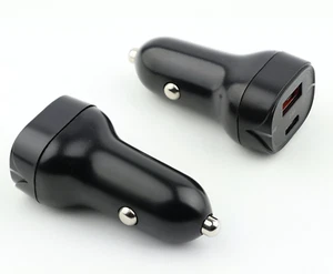 (Pack of 2) Dual USB A & C Ports In Car Charger for Moible Phone iPhone Samsung - Picture 1 of 5