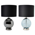 Litecraft Table Lamp Glass Base in 2 Colours With Drum Shade  - 2 Colours       