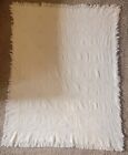 Vintage Hand Woven White Throw Blank 61" x 45" Perfect for Cold Nights No Rips