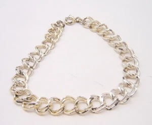 VTG STERLING SILVER CHARM BRACELET DOUBLE LINK 7 1/2” - Picture 1 of 5