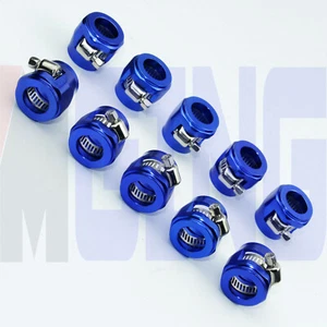 AN6 6AN 6 16mm Oil Gas Fuel Hose Line Clamp Finisher HEX-6 10PCS BLUE - Picture 1 of 3