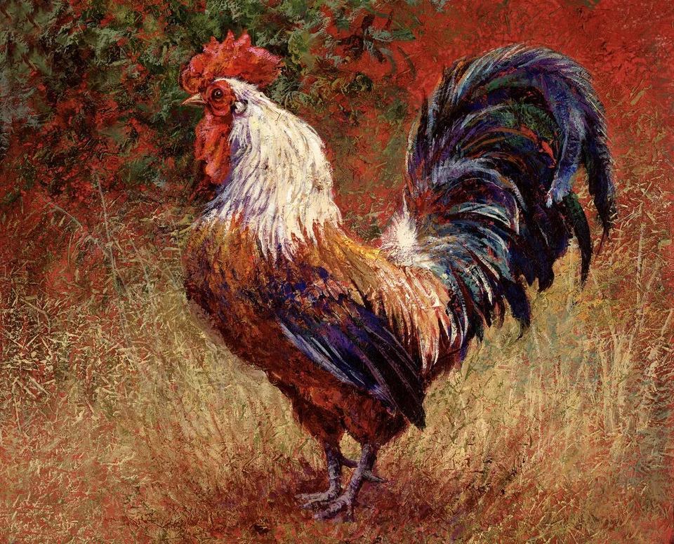 Ceramic Tile Mural Kitchen Backsplash - Iron Gate Rooster II-Farm Animals - Image 1 of 1