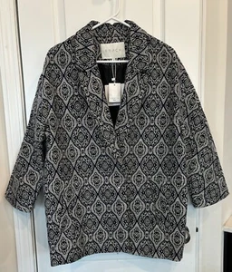 FRNCH (neu mit Etikett) Blazer Jacke Medium minimalistisch modern Boho blau schwarz weiß meliert - Bild 1 von 11