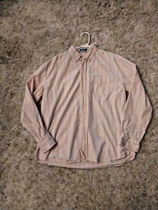 Old Navy Shirt Mens Medium Orange - Blue Stripes Button Up Comfort Long Sleeve - Picture 1 of 8