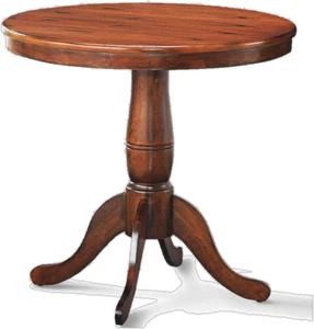 Round Classical Style Walnut Color Solid Wood Base Table 30'' x 32" - Picture 1 of 16